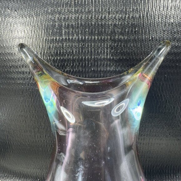Venetian Murano Art Glass Vase Faceted Bottom Sommerso Heavy Hand Blown Glass - Picture 8 of 16